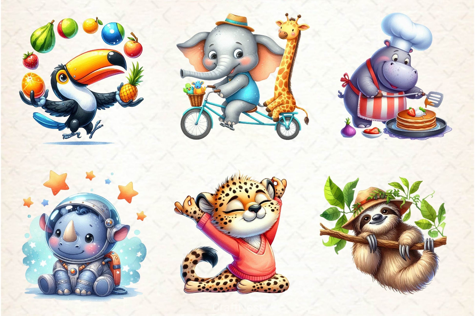 Quirky Safari Animals Clipart Bundle 2 - CraftNest - Digital Crafting and Art