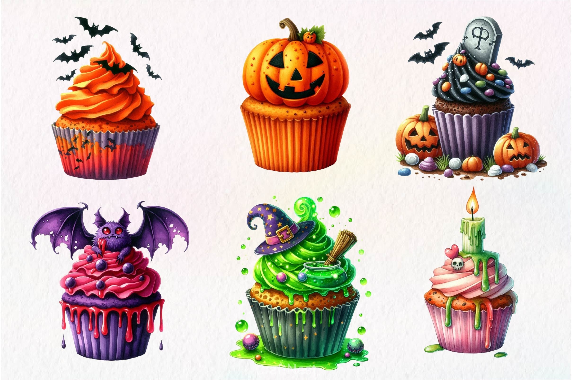 Halloween Scary Cupcake Clipart Bundle - CraftNest - Digital Crafting and Art