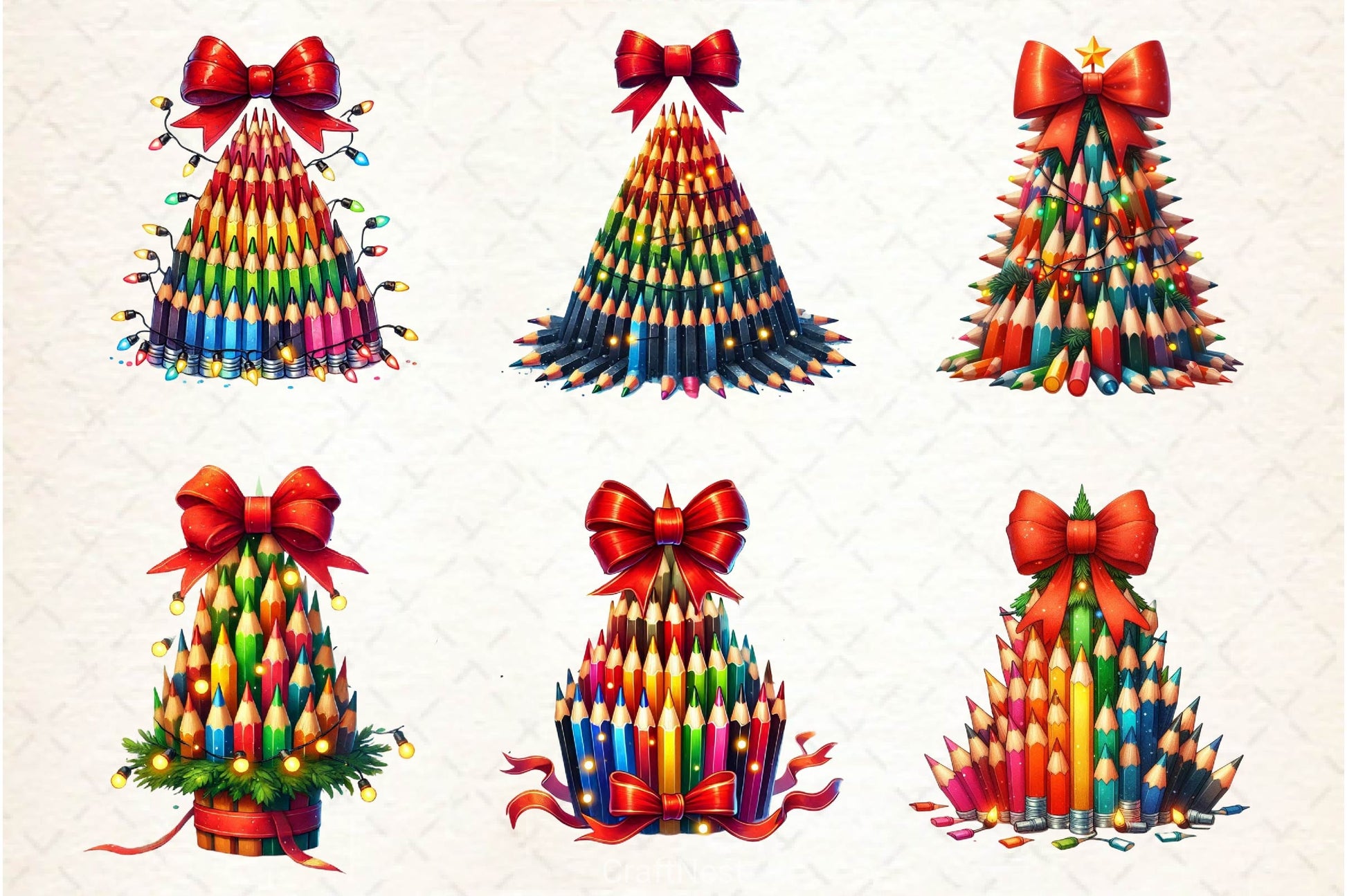 Christmas Pencil Tower Clipart Bundle - CraftNest - Digital Crafting and Art