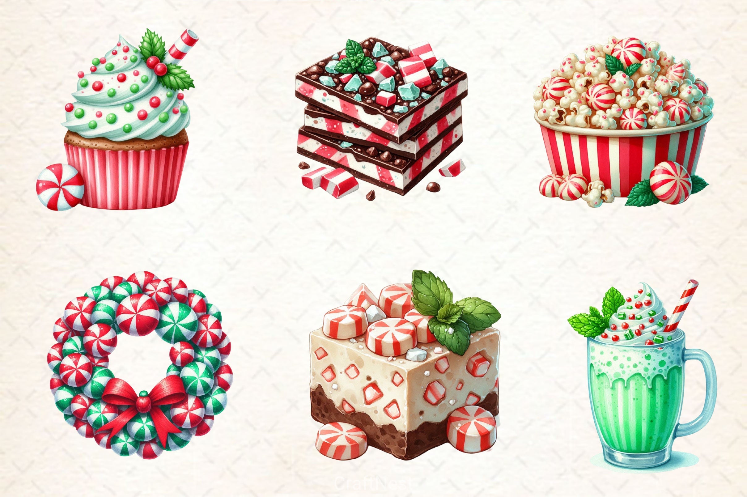 Red & Green Christmas Peppermint Candy Clipart Bundle - CraftNest - Digital Crafting and Art