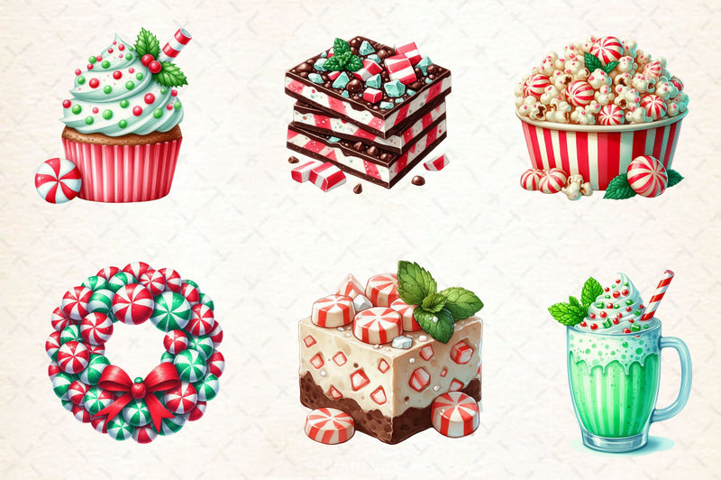 Red & Green Christmas Peppermint Candy Clipart Bundle - CraftNest - Digital Crafting and Art