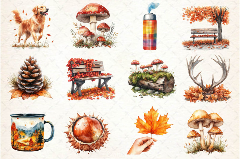 Autumn Nature Walk Clipart Bundle 3 - CraftNest - Digital Crafting and Art