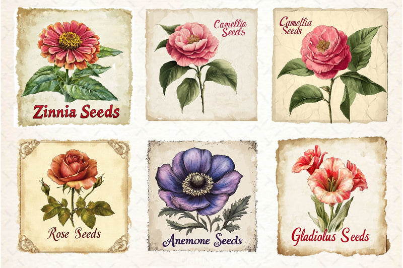 Vintage Flowers Seed Packet Clipart Bundle 2 - CraftNest - Digital Crafting and Art
