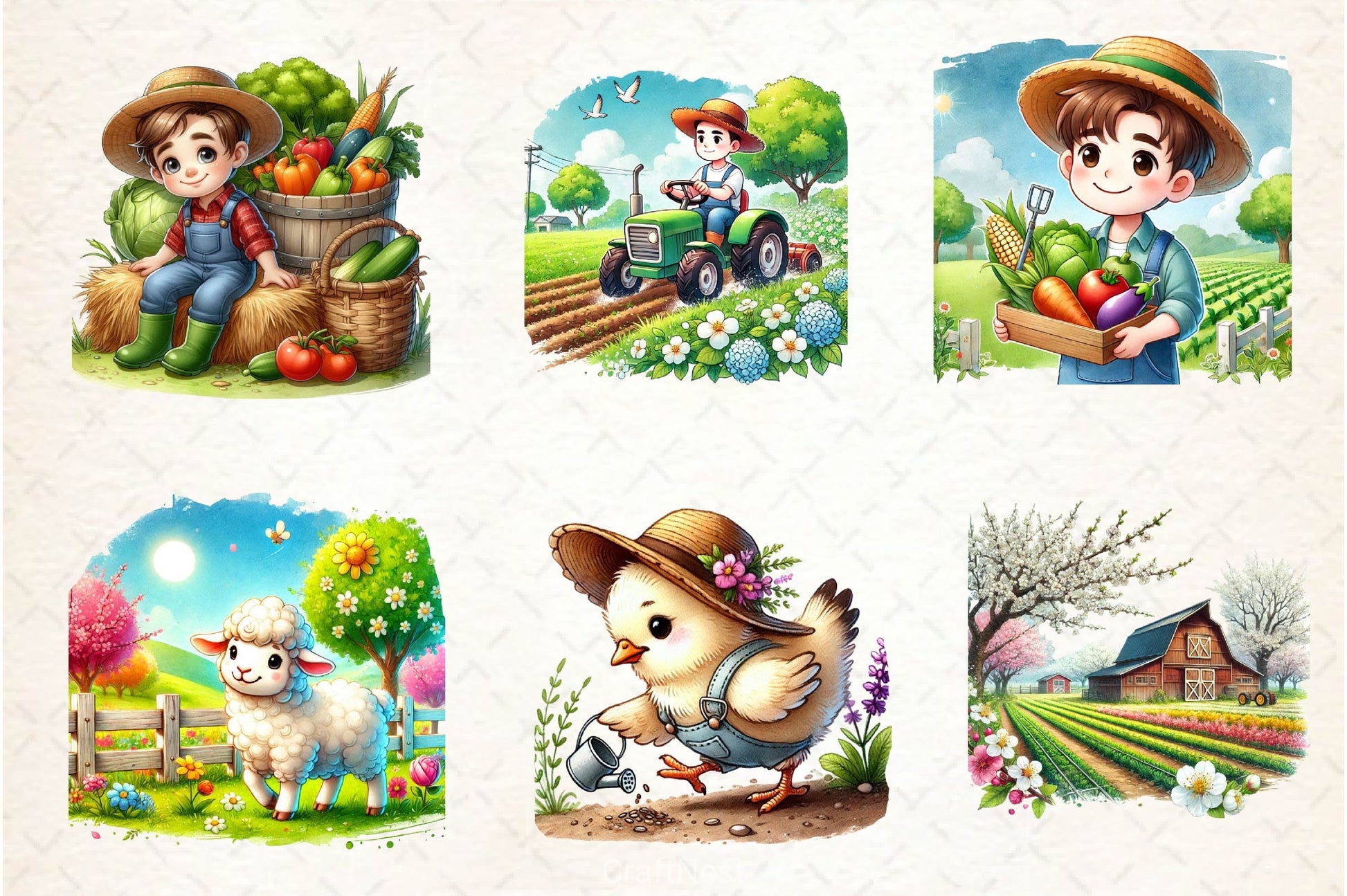 Spring Farmer Clipart Bundle 7 - CraftNest - Digital Crafting and Art