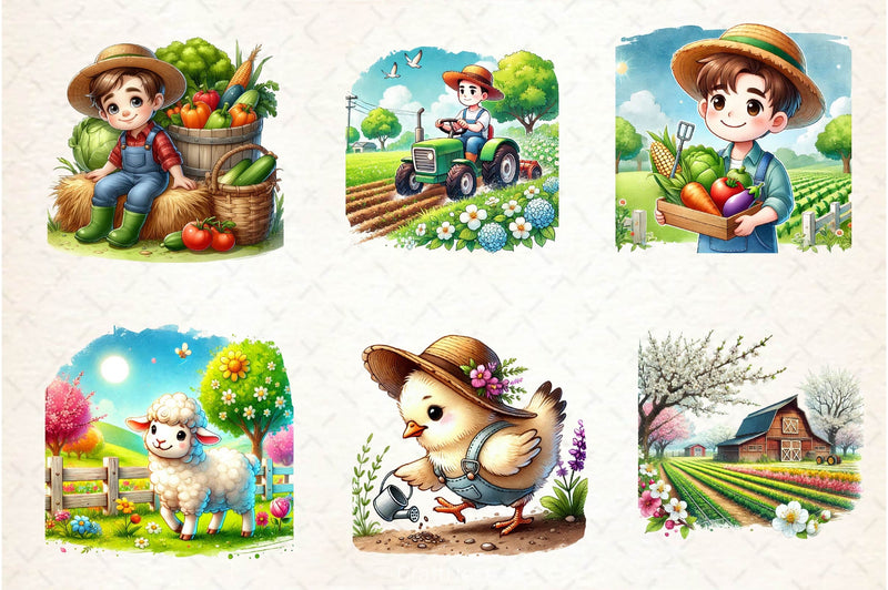 Spring Farmer Clipart Bundle 7 - CraftNest - Digital Crafting and Art