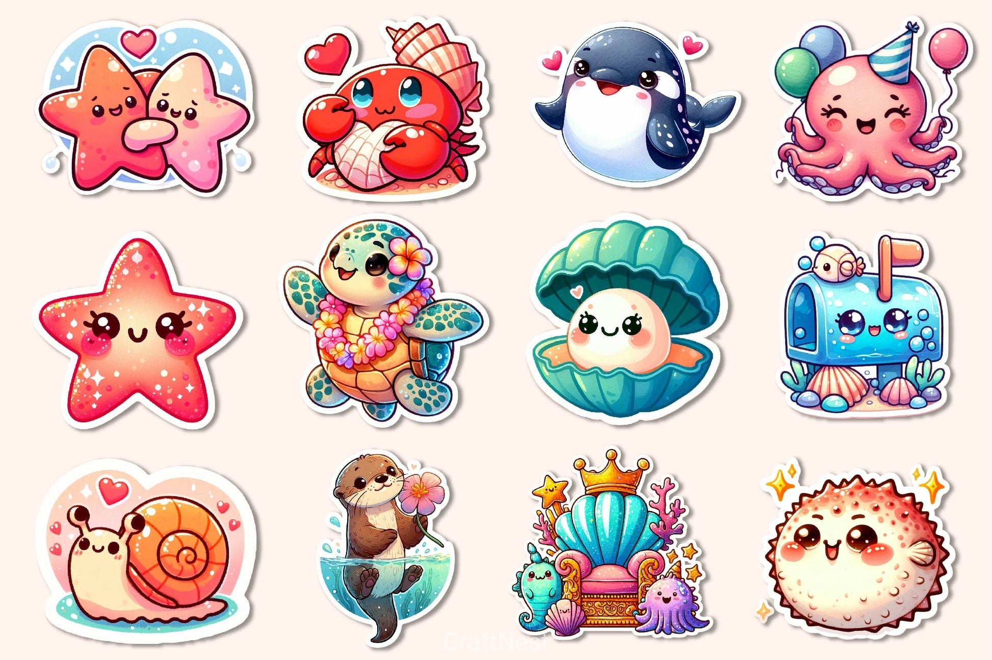 Kawaii Under The Sea Clipart Bundle - CraftNest - Digital Crafting and Art