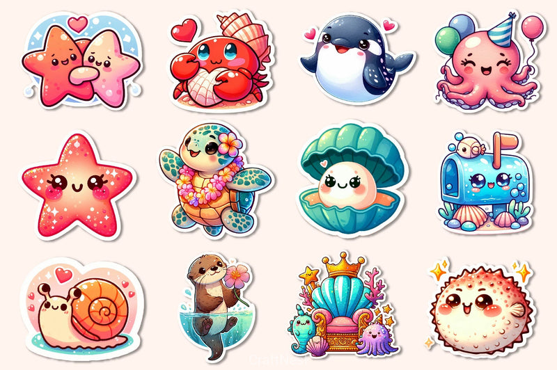 Kawaii Under The Sea Clipart Bundle - CraftNest - Digital Crafting and Art