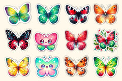 Kawaii Butterfly Stickers Sticker Clipart Bundle 3 - CraftNest - Digital Crafting and Art