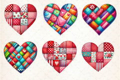 Patchwork Heart Valentines Day Clipart Bundle 2 - CraftNest - Digital Crafting and Art