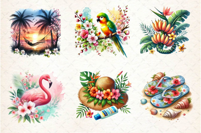 Tropical Spring Clipart Bundle 3 - CraftNest - Digital Crafting and Art