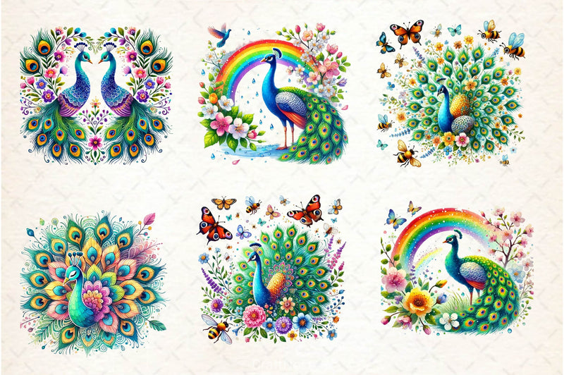 Spring Peacock Clipart Bundle - CraftNest - Digital Crafting and Art