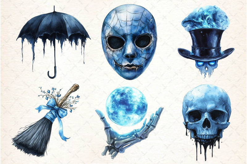 Blue Halloween Clipart Bundle 2 - CraftNest - Digital Crafting and Art