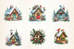 Christmas Bird House Clipart Bundle 3 - CraftNest - Digital Crafting and Art