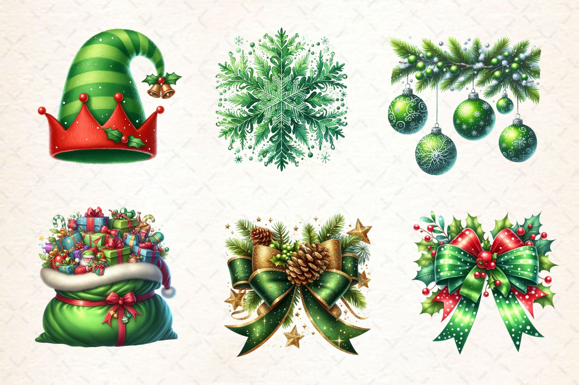 Green Christmas Clipart Bundle 2 - CraftNest - Digital Crafting and Art