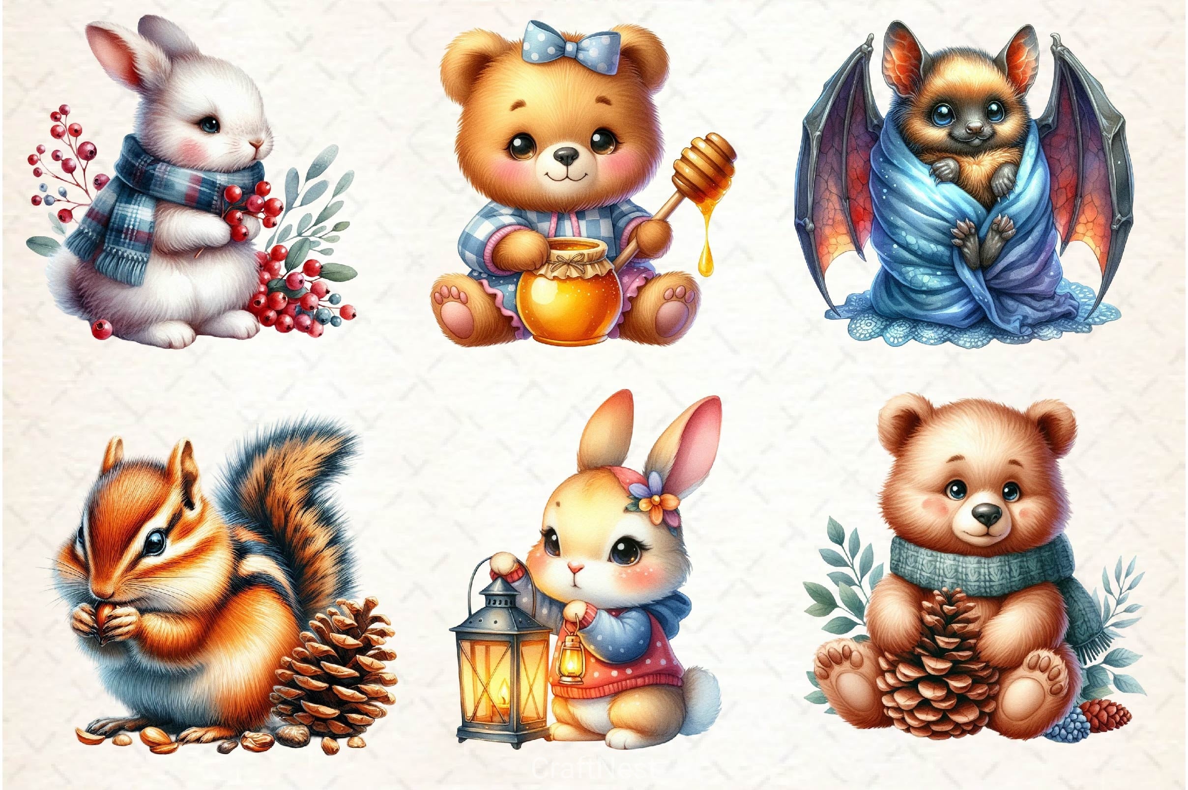 Woodland Animals Cute Baby Animals Clipart Bundle 2 - CraftNest - Digital Crafting and Art
