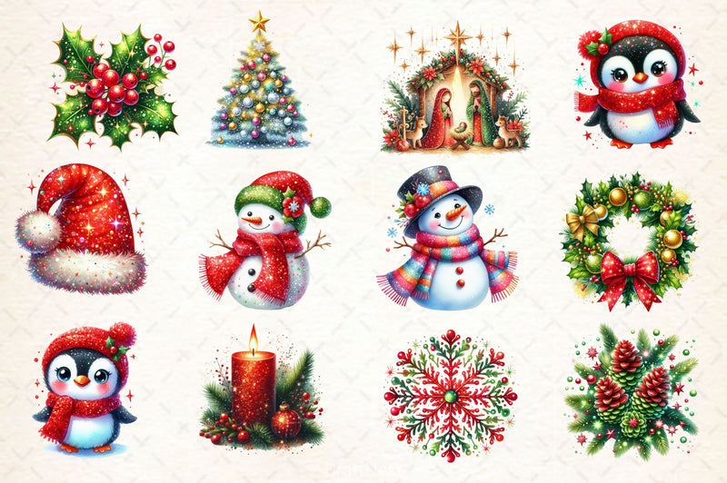 Glitter Christmas Clipart Bundle - CraftNest - Digital Crafting and Art