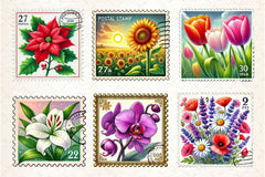 Flowers Postage Stamp Clipart Bundle - CraftNest - Digital Crafting and Art