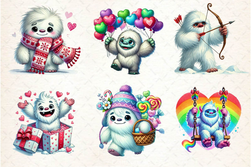 Valentine Cute Yeti Clipart Bundle 2 - CraftNest - Digital Crafting and Art