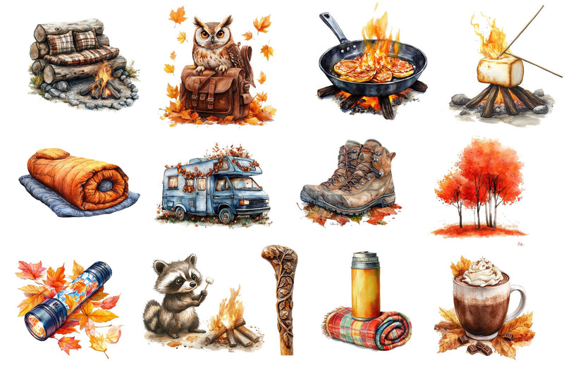 Autumn Camping Trip Clipart Bundle 2 - CraftNest - Digital Crafting and Art