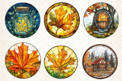 Round Stained Glass Autumn Clipart Bundle - CraftNest - Digital Crafting and Art