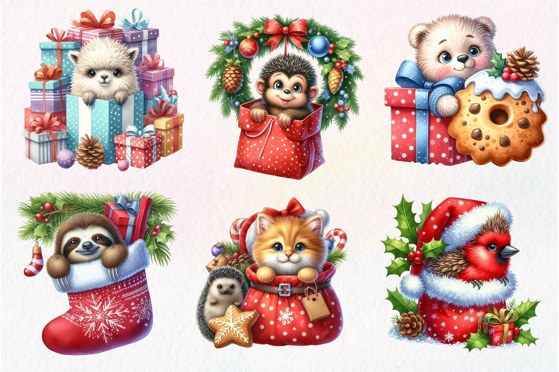 Christmas Animal Peeking Clipart Bundle - CraftNest - Digital Crafting and Art