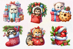 Christmas Animal Peeking Clipart Bundle - CraftNest - Digital Crafting and Art
