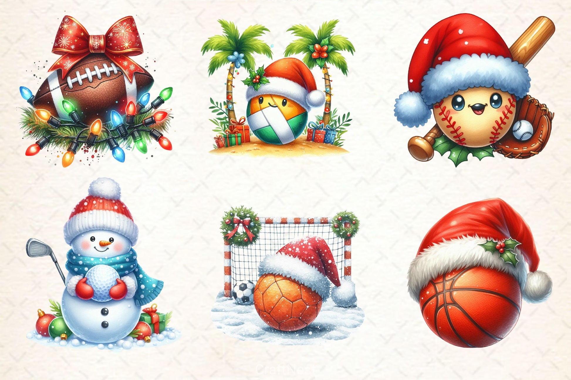 Christmas Sport Balls Clipart Bundle 2 - CraftNest - Digital Crafting and Art