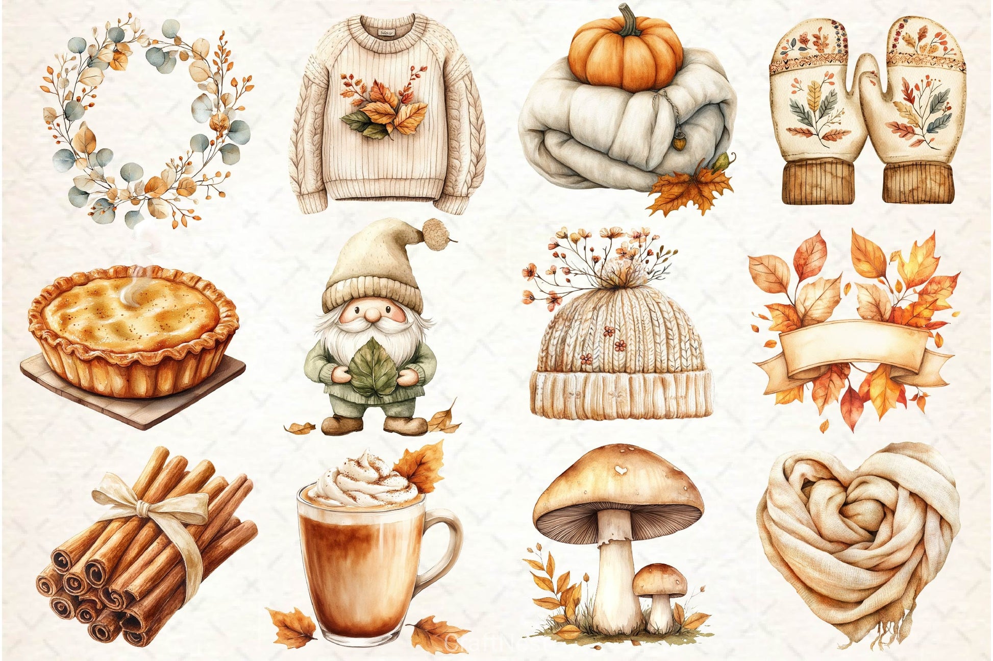 Beige Autumn Clipart Bundle - CraftNest - Digital Crafting and Art