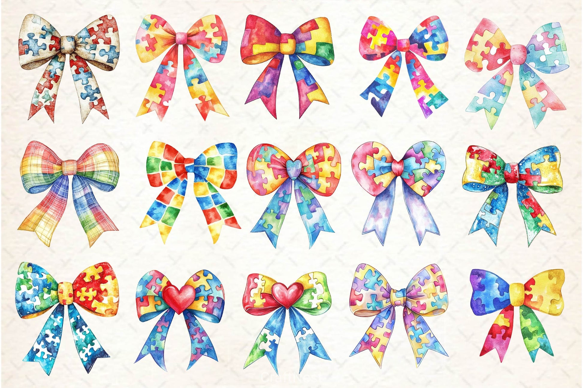 Autism Awareness Bow Clipart Bundle 2 - CraftNest - Digital Crafting and Art