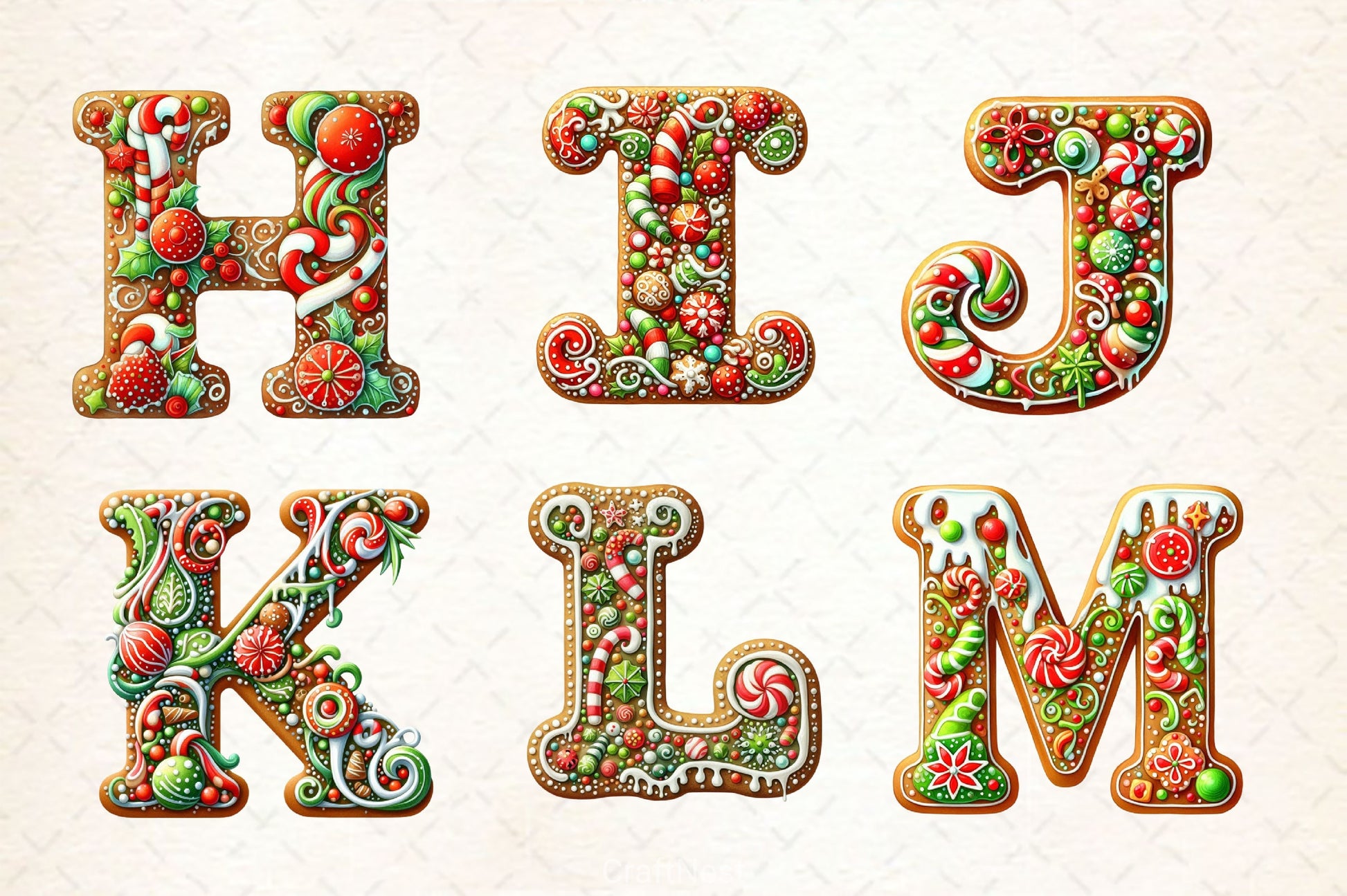 Christmas Gingerbread Alphabet Clipart Bundle 6 - CraftNest - Digital Crafting and Art