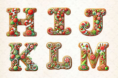 Christmas Gingerbread Alphabet Clipart Bundle 6 - CraftNest - Digital Crafting and Art