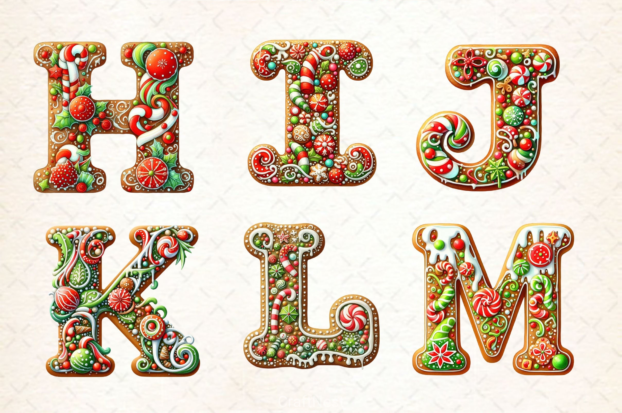 Christmas Gingerbread Alphabet Clipart Bundle 6 - CraftNest - Digital Crafting and Art