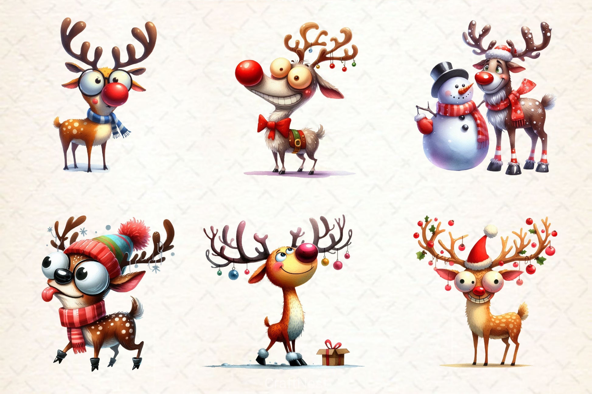 Funny Christmas Deer Clipart Bundle 2 - CraftNest - Digital Crafting and Art