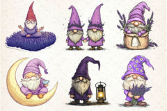 Lavender Purple Gnome Clipart Bundle 2 - CraftNest - Digital Crafting and Art