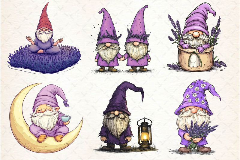 Lavender Purple Gnome Clipart Bundle 2 - CraftNest - Digital Crafting and Art