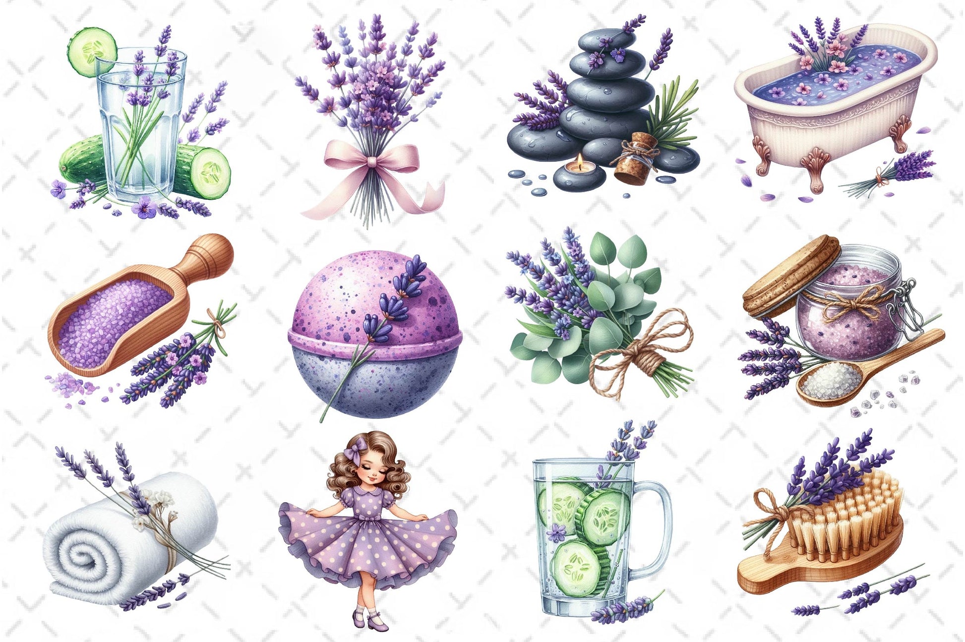 Lavender Pamper Time Clipart Bundle - CraftNest - Digital Crafting and Art