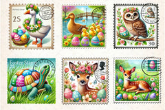 Easter Animals Postage Stamp Clipart Bundle 2 - CraftNest - Digital Crafting and Art