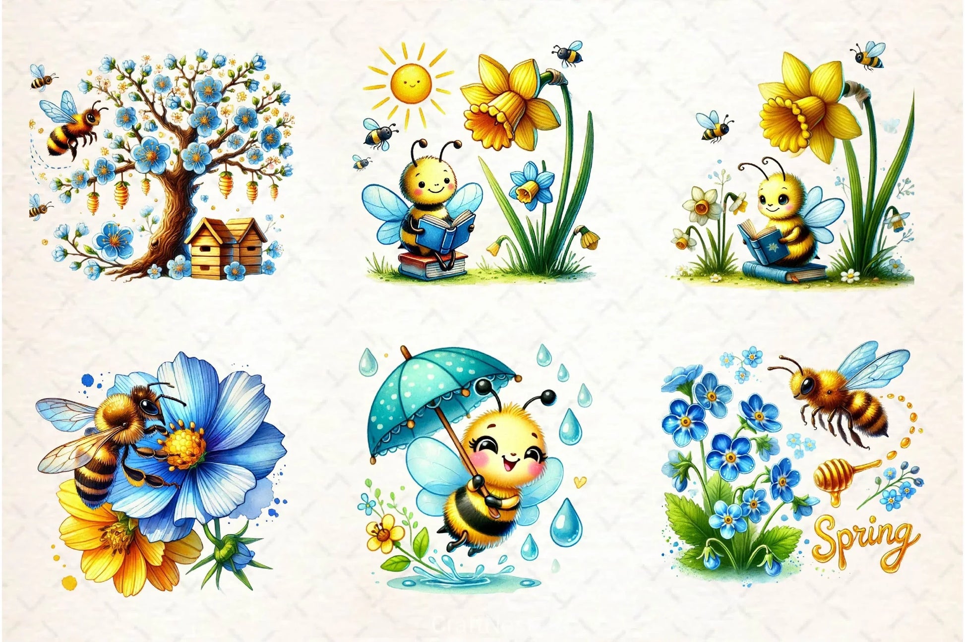 Spring Bees Clipart Bundle 4 - CraftNest - Digital Crafting and Art