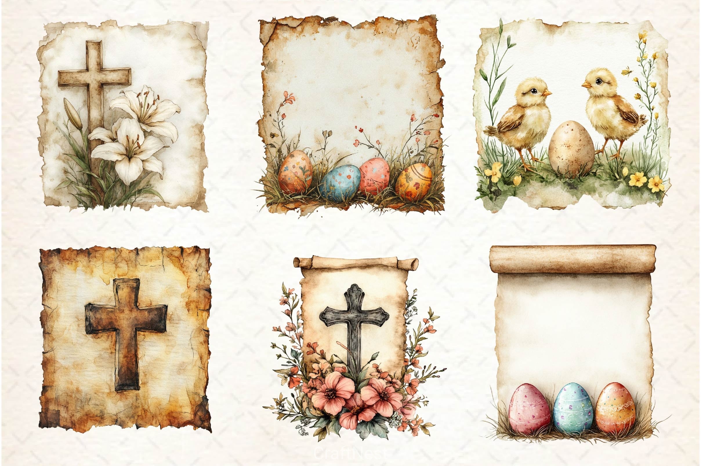 Easter Old Paper Clipart Bundle - CraftNest - Digital Crafting and Art