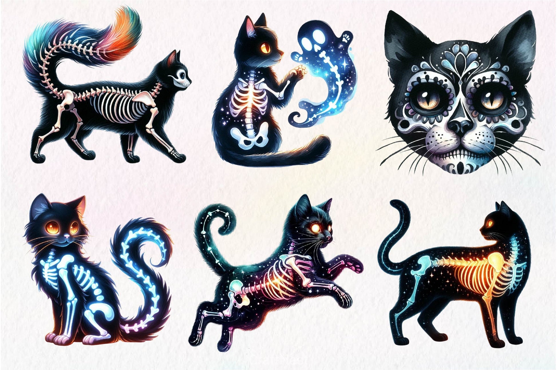 Skeleton Black Cat Clipart Bundle - CraftNest - Digital Crafting and Art