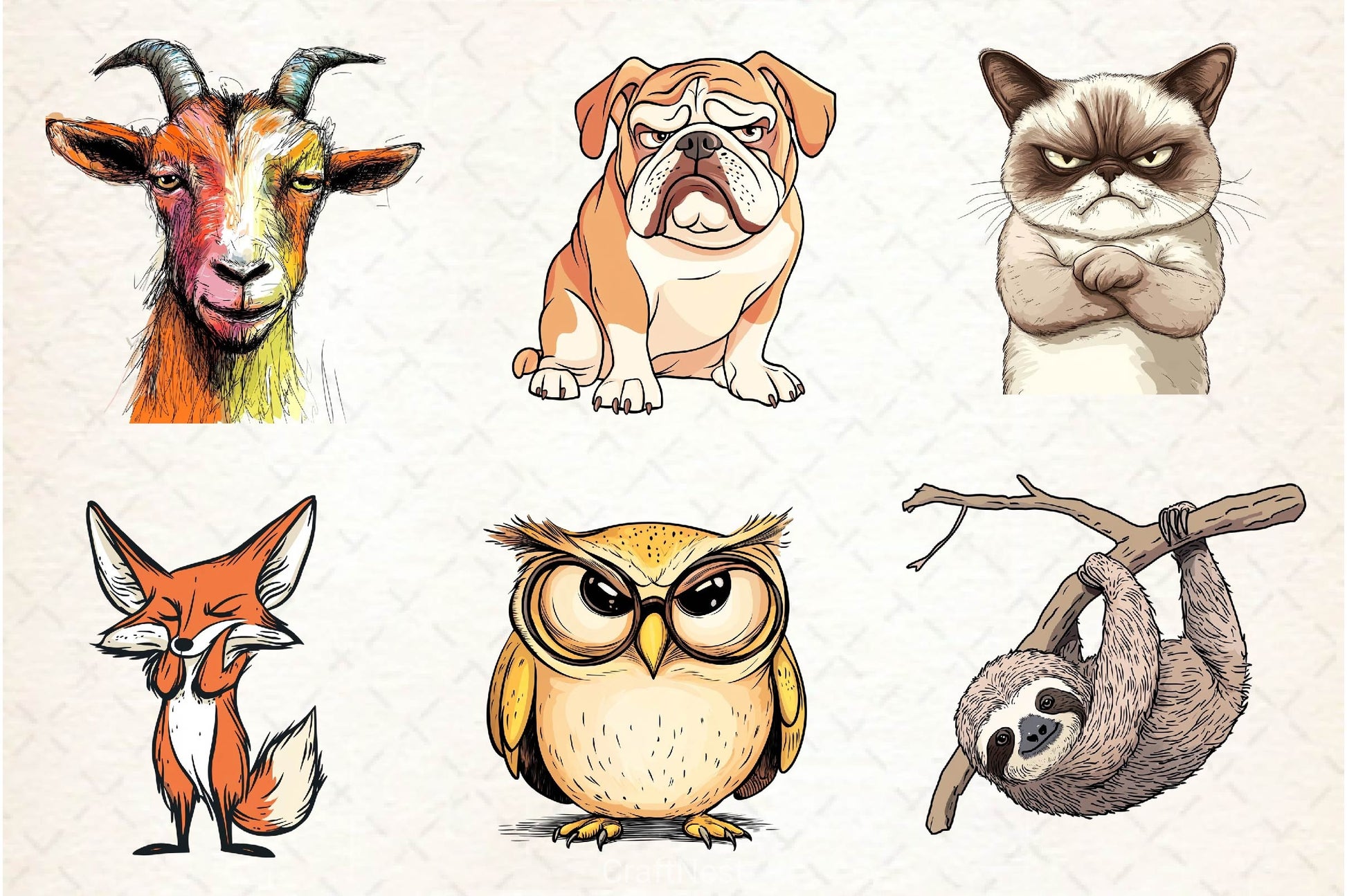 Funny Grumpy Animals Clipart Bundle 4 - CraftNest - Digital Crafting and Art