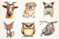 Funny Grumpy Animals Clipart Bundle 4 - CraftNest - Digital Crafting and Art