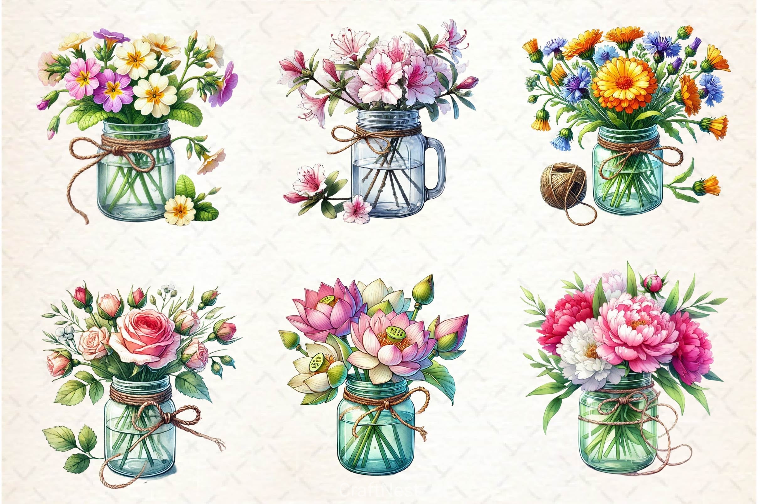Flower Jar Clipart Bundle 6 - CraftNest - Digital Crafting and Art
