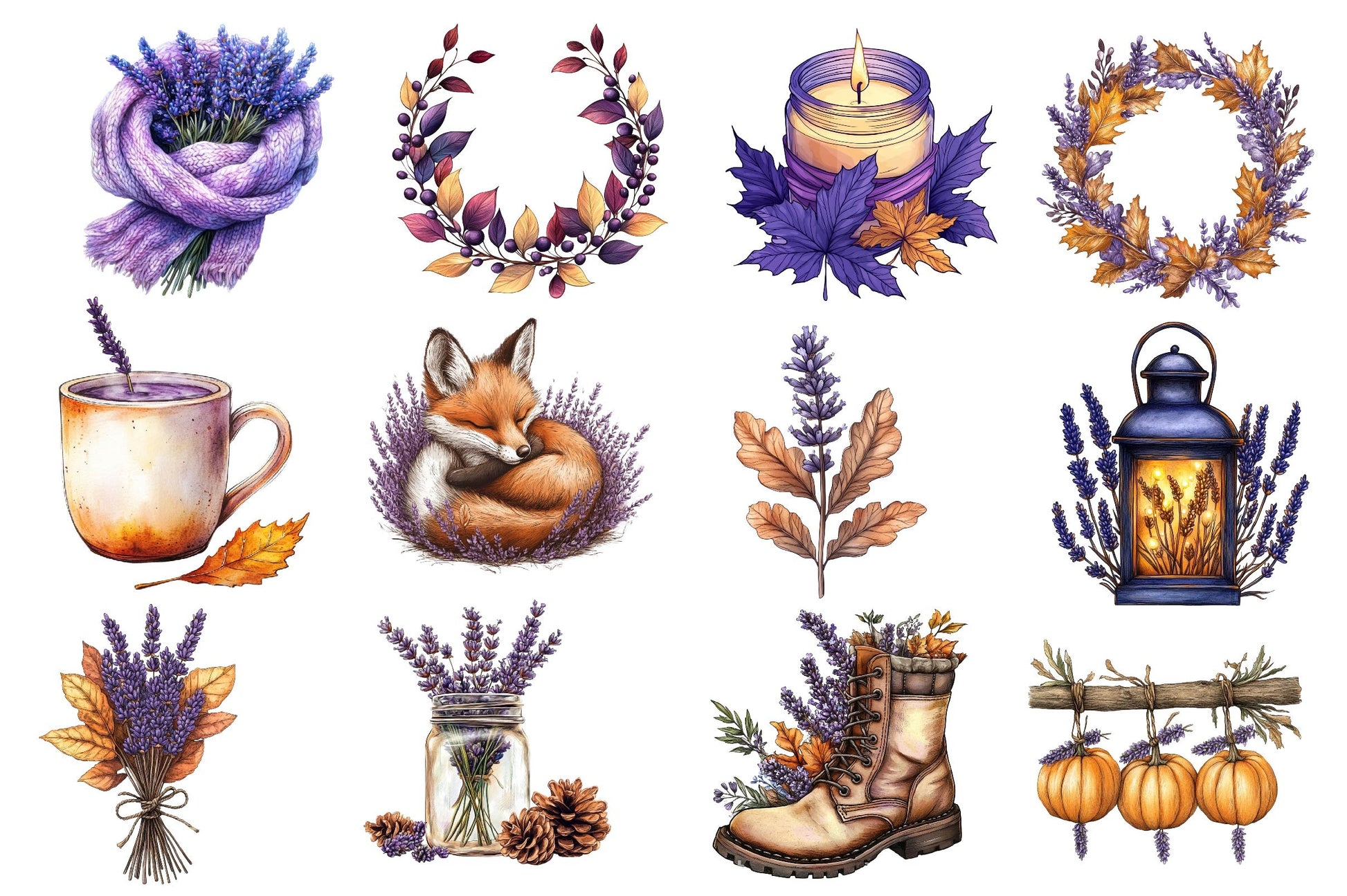 Lavender Fall Clipart Bundle 3 - CraftNest - Digital Crafting and Art
