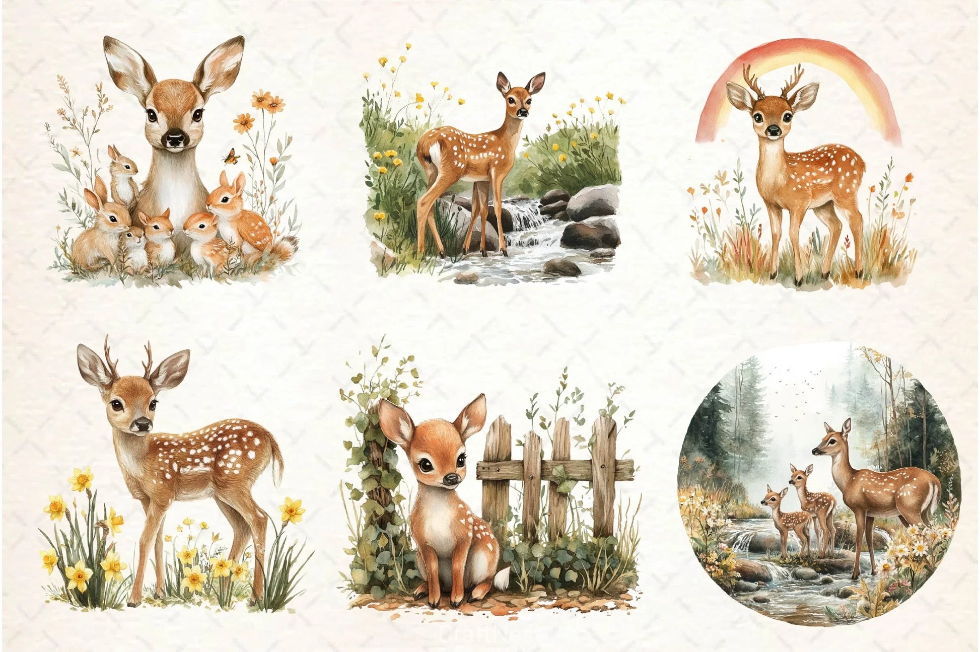 Spring Deer Clipart Bundle 2 - CraftNest - Digital Crafting and Art