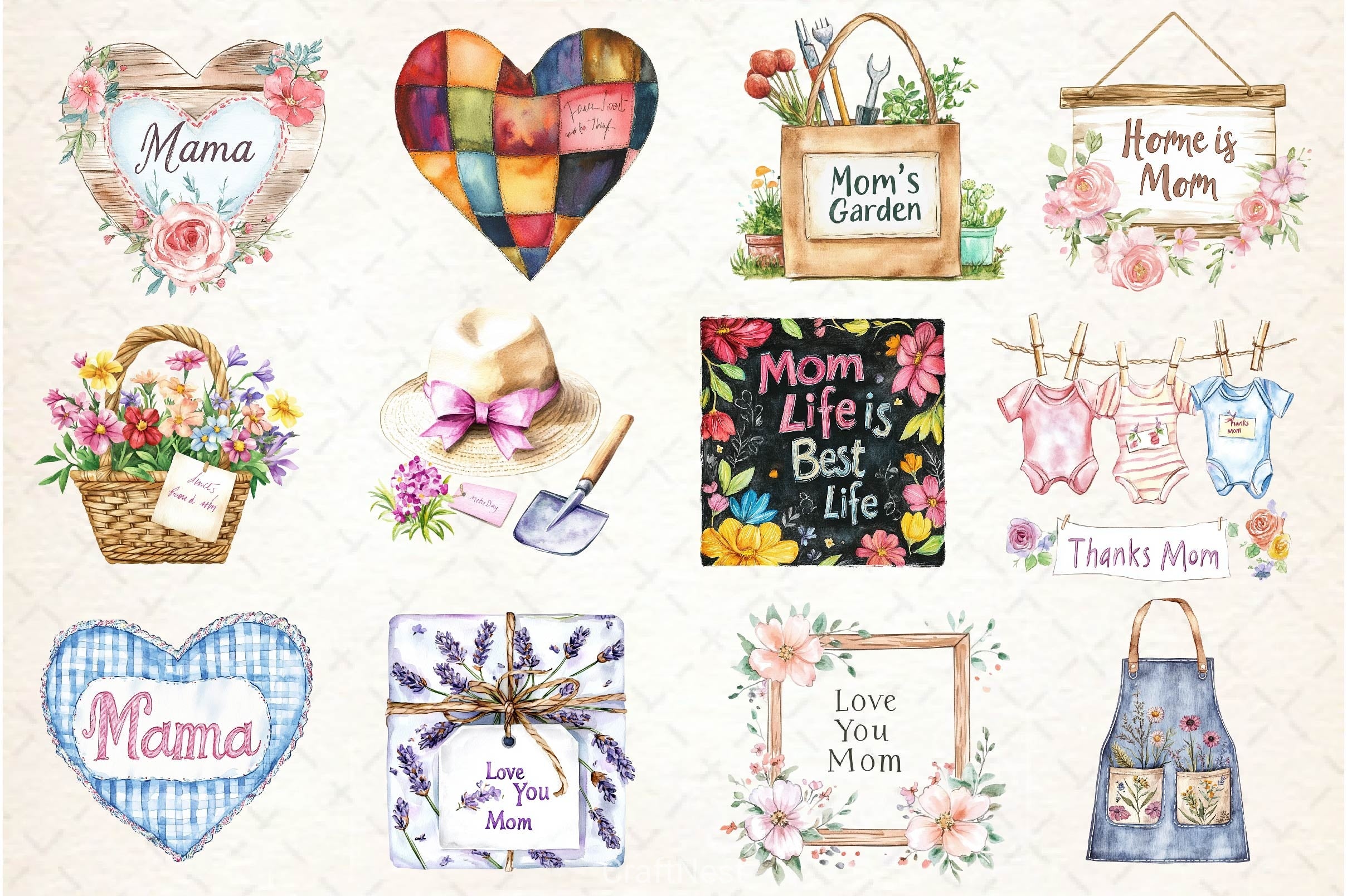 Rustic Mothers Day Clipart Bundle 2 - CraftNest - Digital Crafting and Art