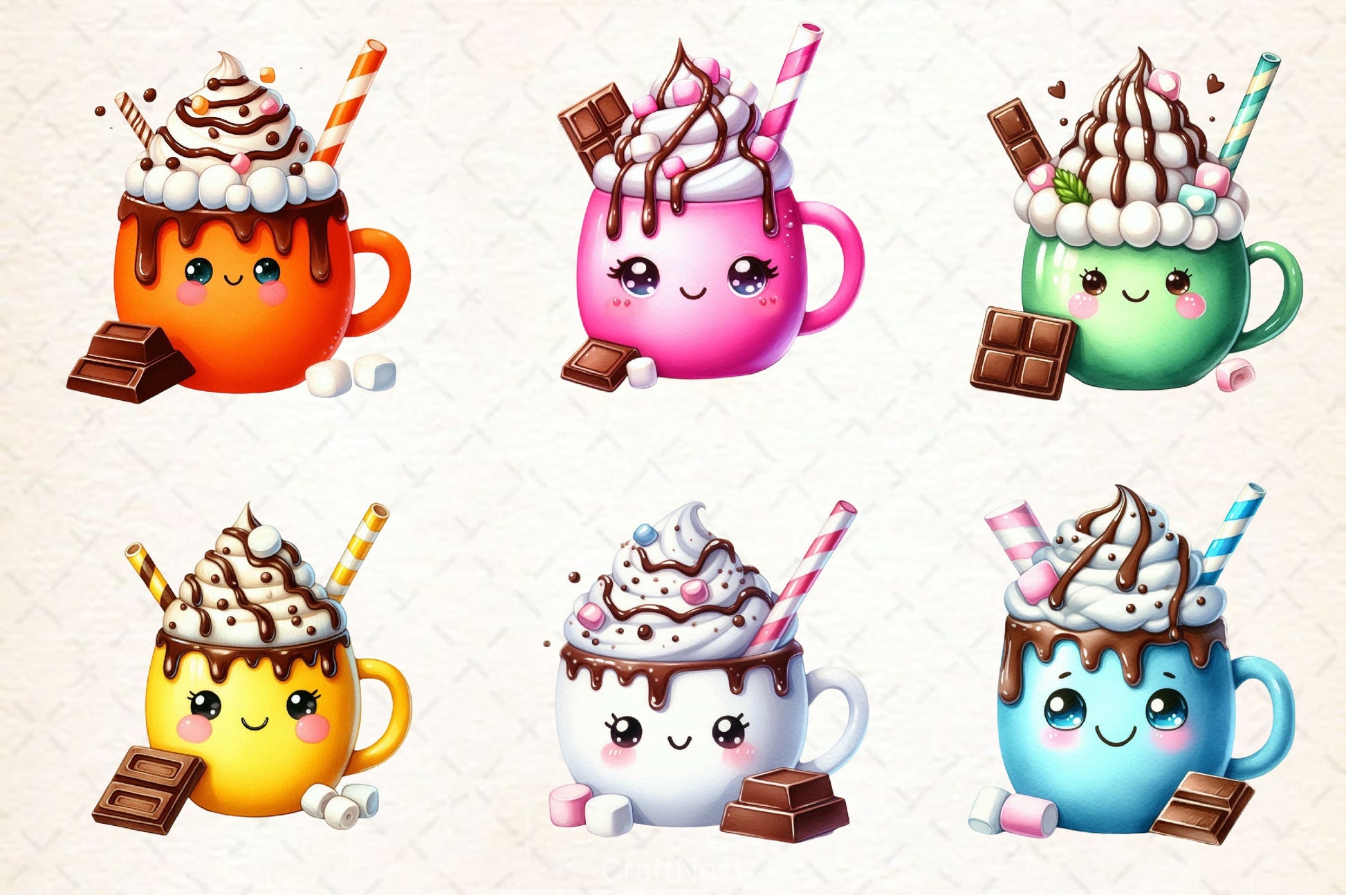 Cute Hot Cocoa Clipart Bundle 2 - CraftNest - Digital Crafting and Art