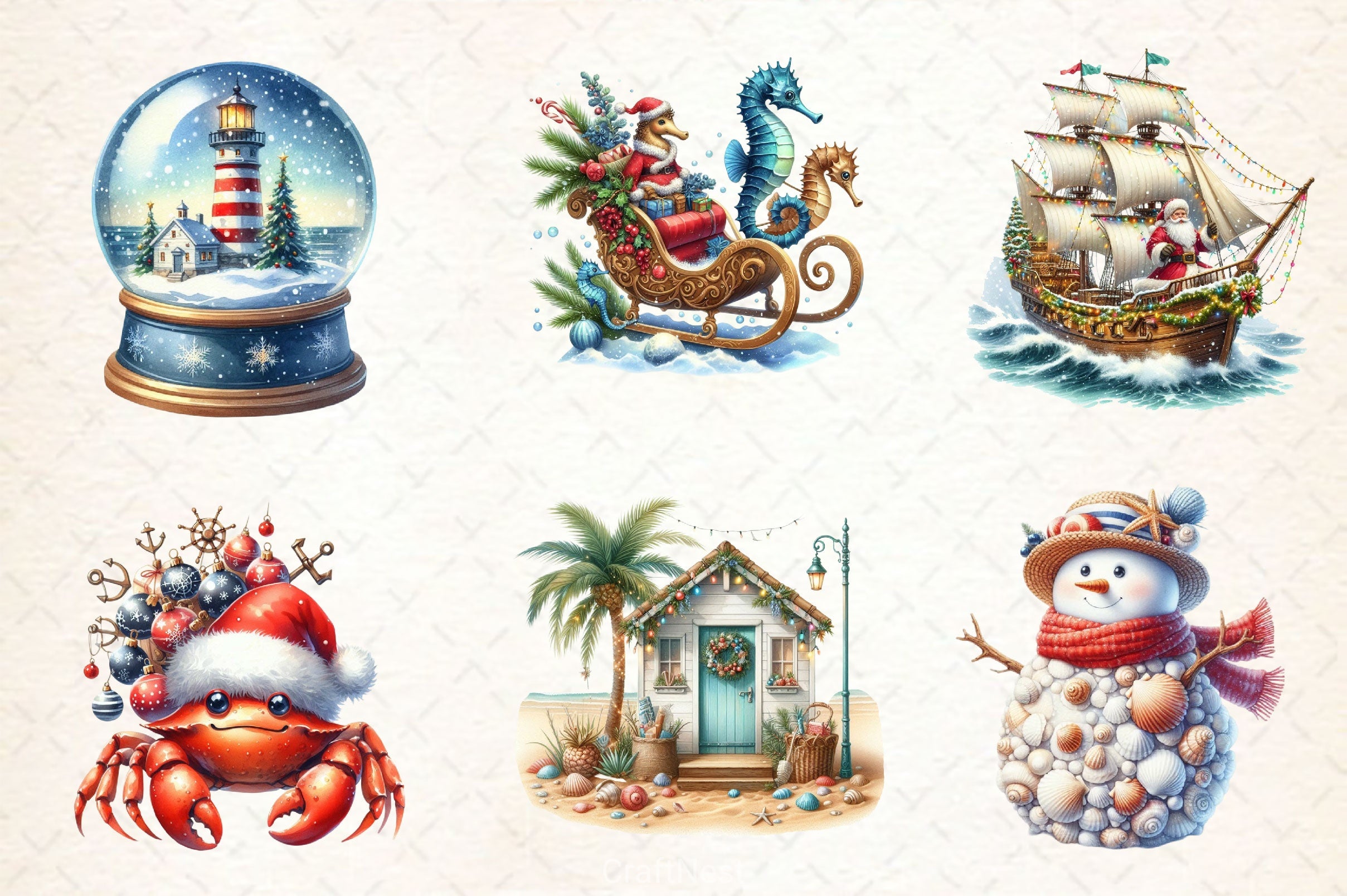 Merry Maritime Christmas Clipart Bundle 2 - CraftNest - Digital Crafting and Art