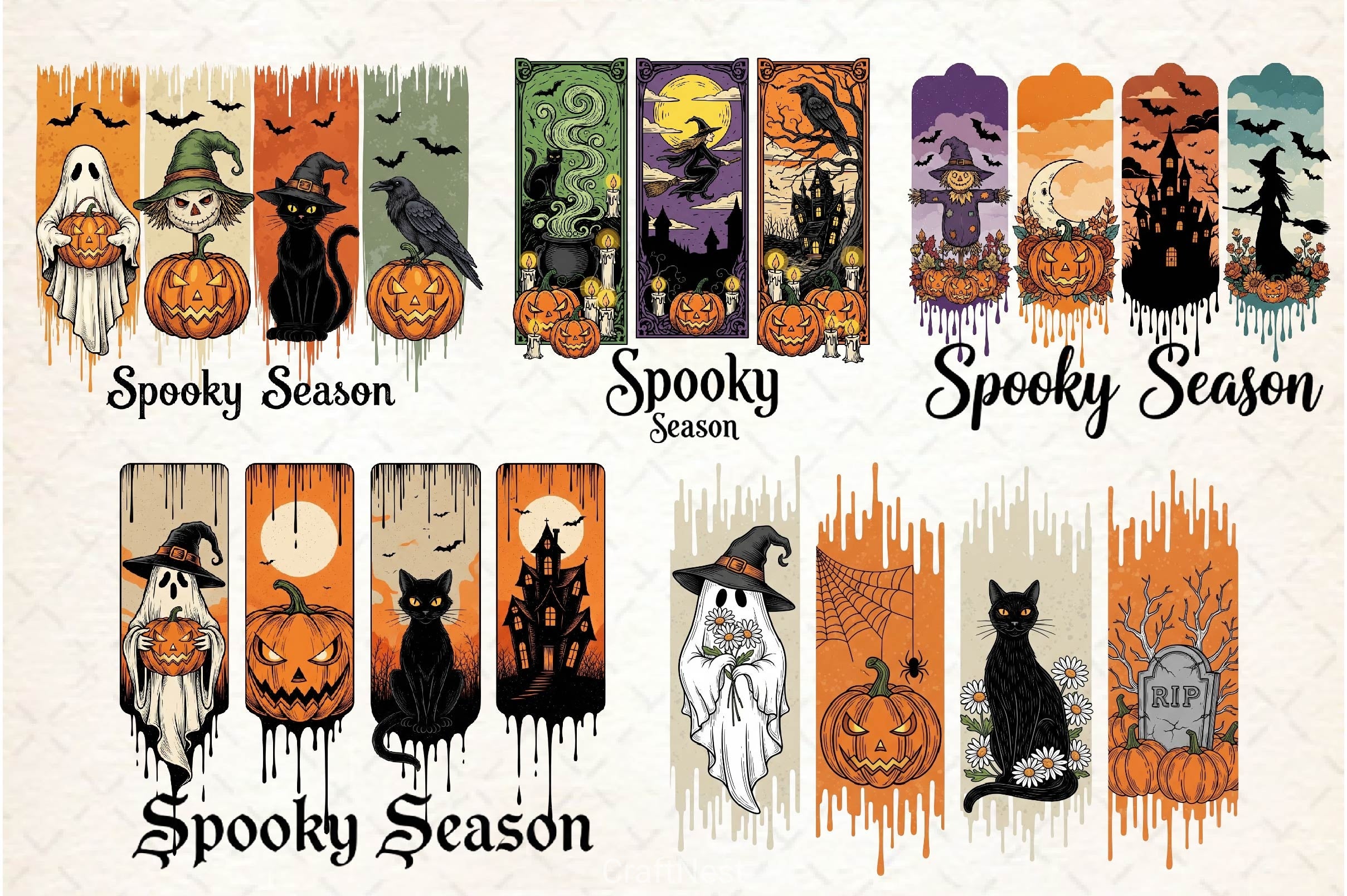 Brushstroke Spooky Season Clipart Bundle - CraftNest - Digital Crafting and Art