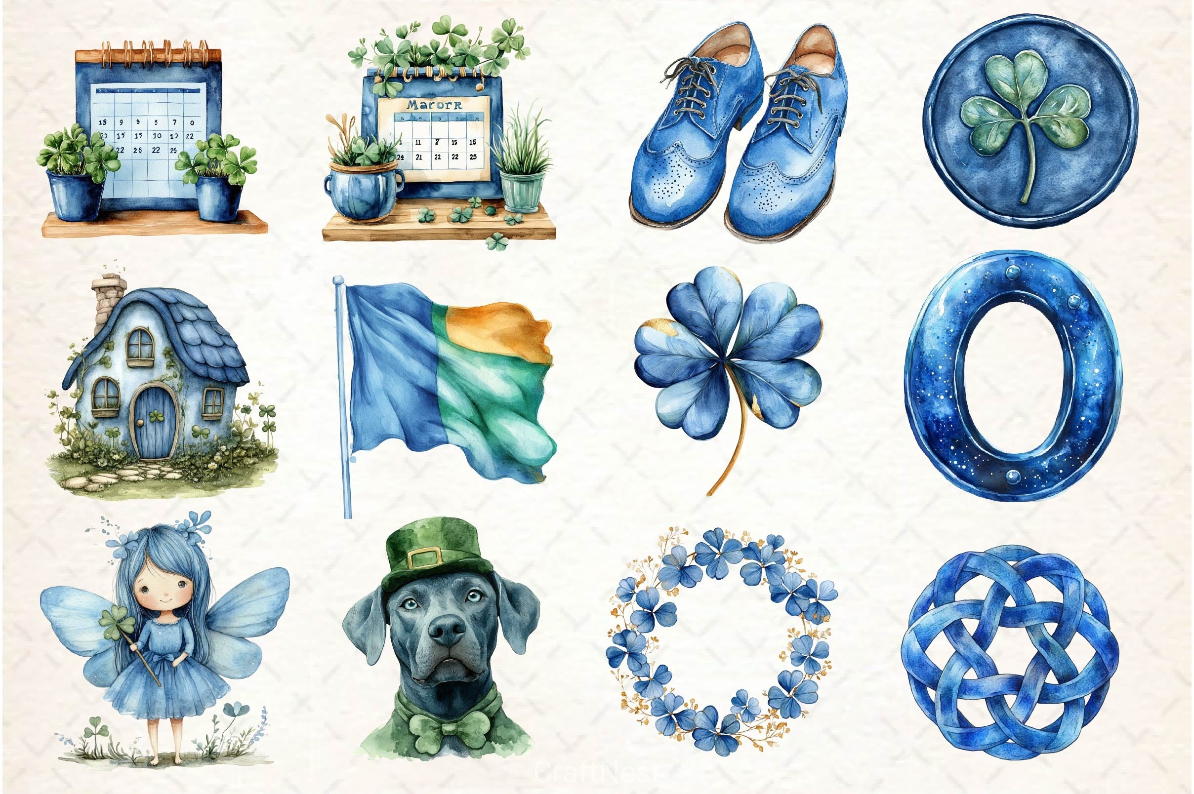 Blue St Patricks Day Clipart Bundle - CraftNest - Digital Crafting and Art